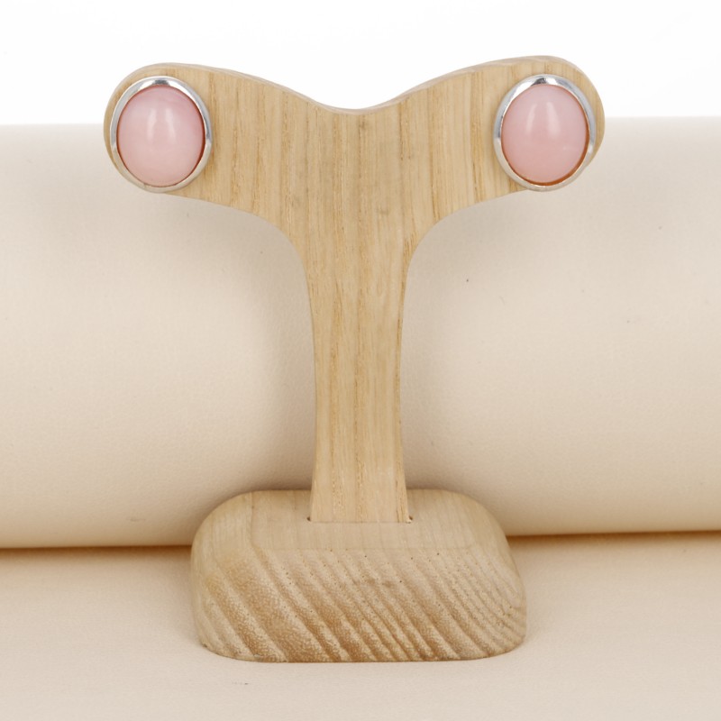 Earrings with Opale Rosa Cabochon Oval