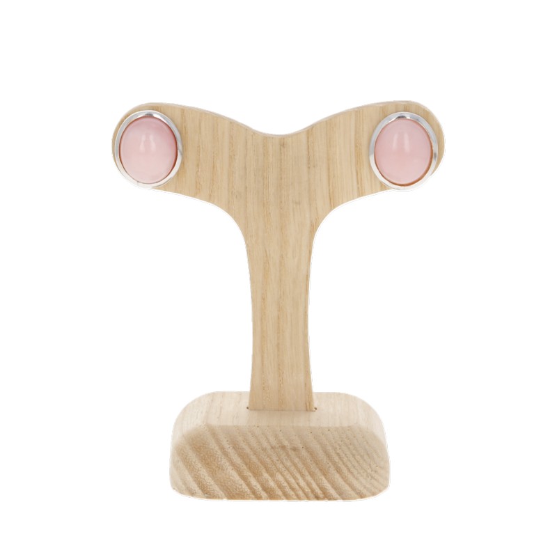 Earrings with Opale Rosa Cabochon Oval