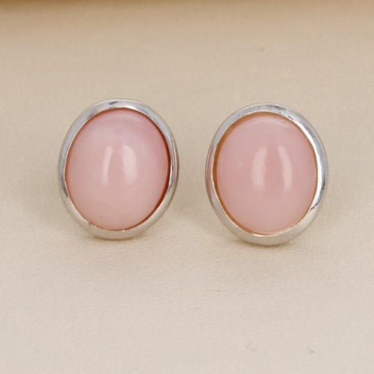 Earrings with Opale Rosa Cabochon Oval