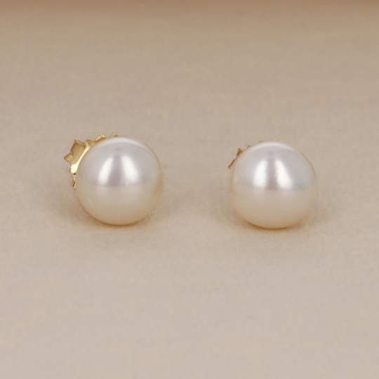 Orecchini di Perle Bianche a Bottone