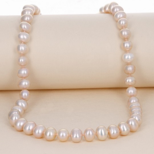 Collana perle naturali d'acquadolce rosa con chiusura in argento dorato