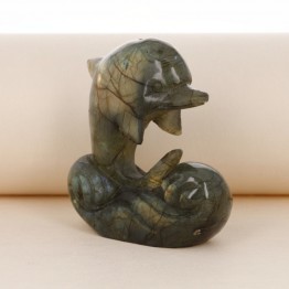 Labradorite dolphin sculpture