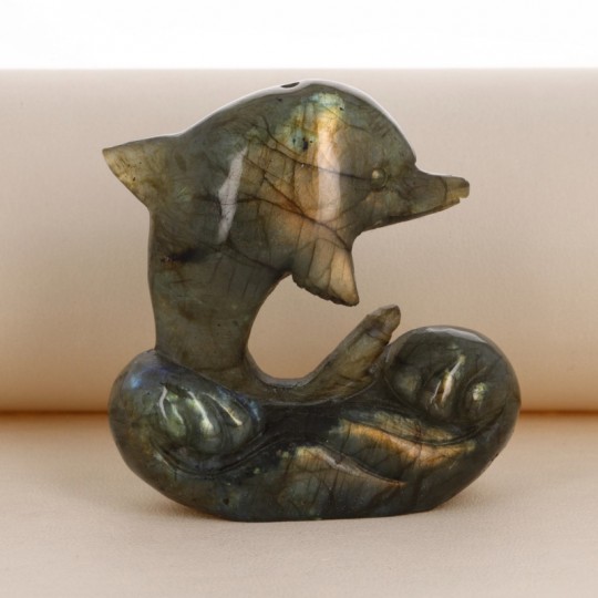 Labradorite dolphin sculpture