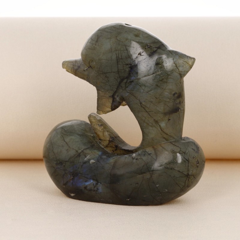 Labradorite dolphin sculpture