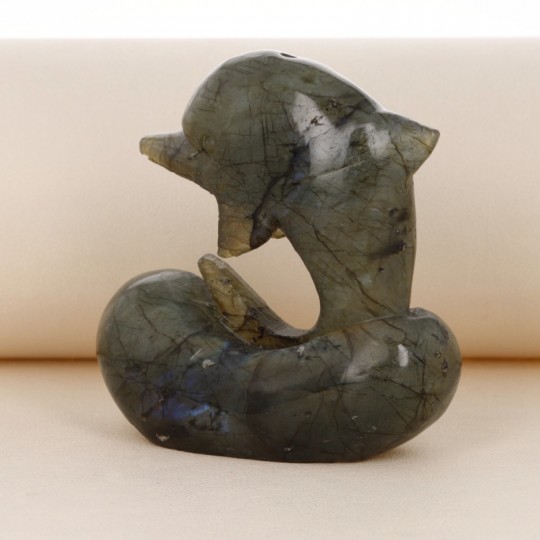 Labradorite dolphin sculpture
