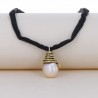 Black Fabric Collier with Baroque Pearl