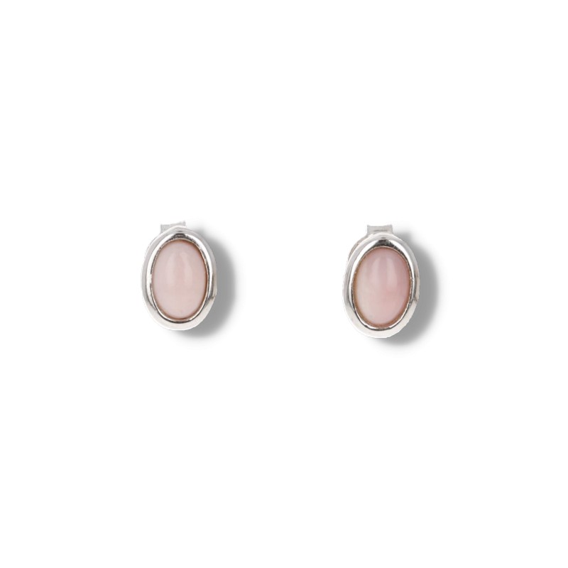 Earrings with Opale Rosa Cabochon Oval