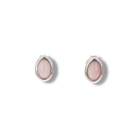 Earrings with Opale Rosa Cabochon Oval