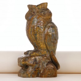 Civetta sculpture in Tiger's eye and ferrous jasper
