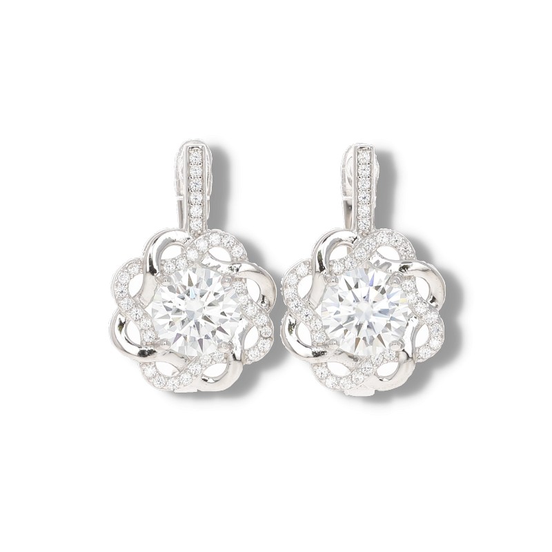 Orecchini a Fiore con Moissanite Sintetica