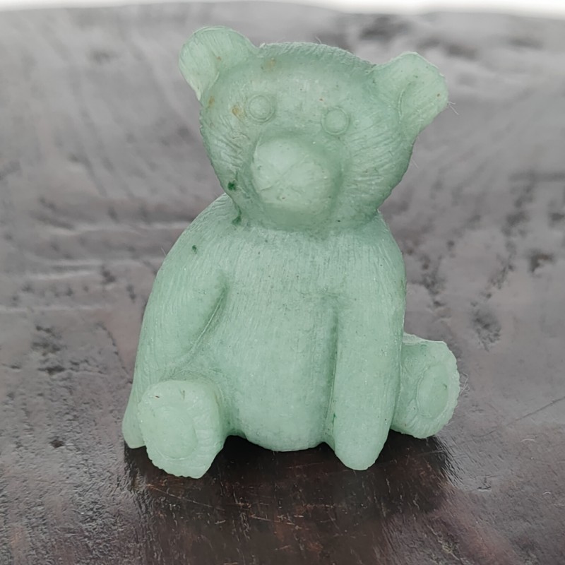 Scultura Orsachiotto in Avventurina Verde