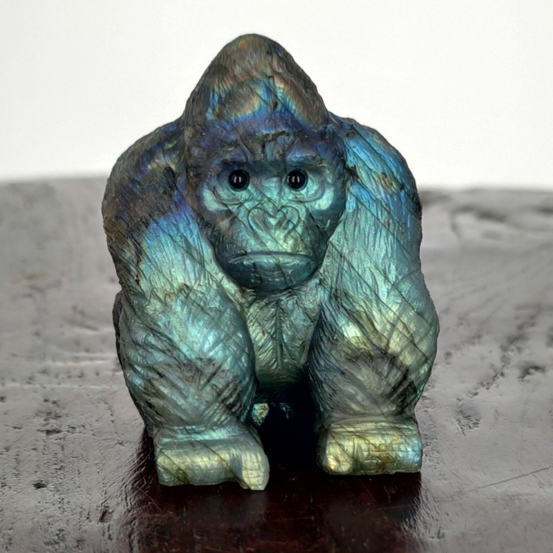Gorilla sculpture in Labradorite