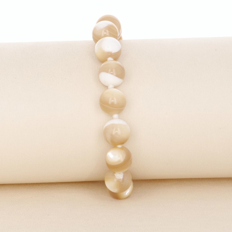 Bracciale Madreperla Beige Sferica Liscia