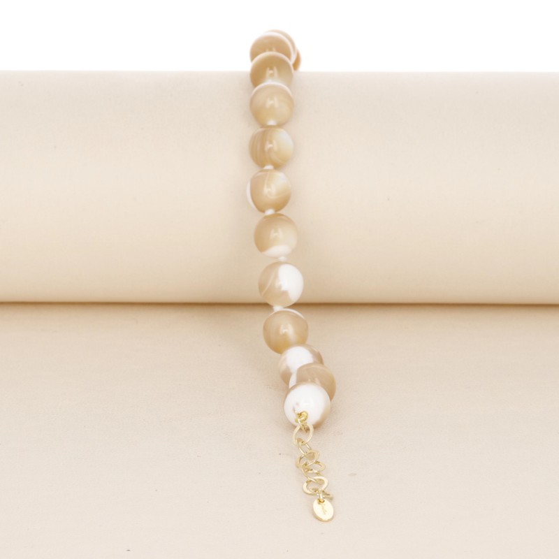 Bracciale Madreperla Beige Sferica Liscia