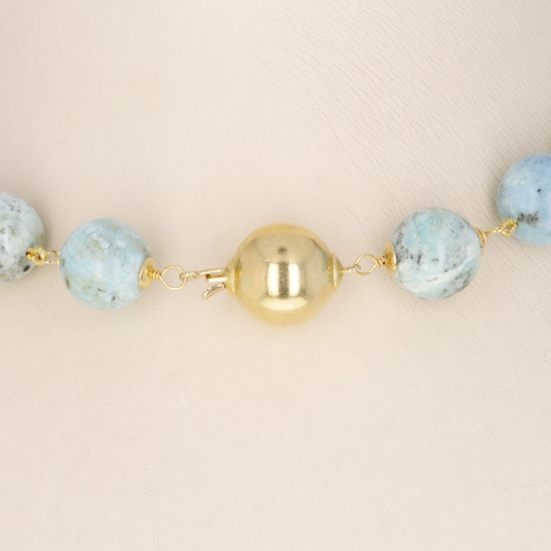 Blue Opal Crew Necklace with Matrix