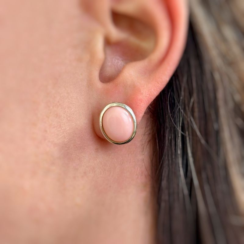 Earrings with Opale Rosa Cabochon Oval