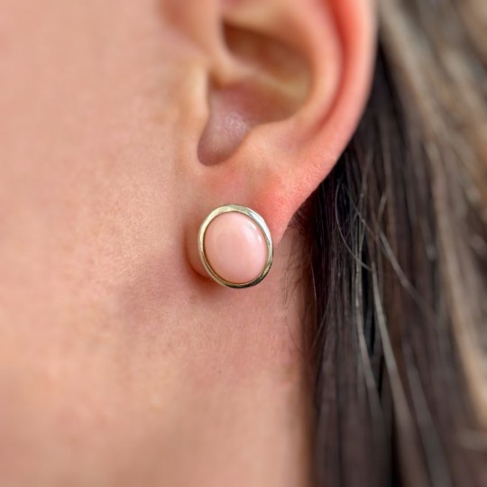 Earrings with Opale Rosa Cabochon Oval