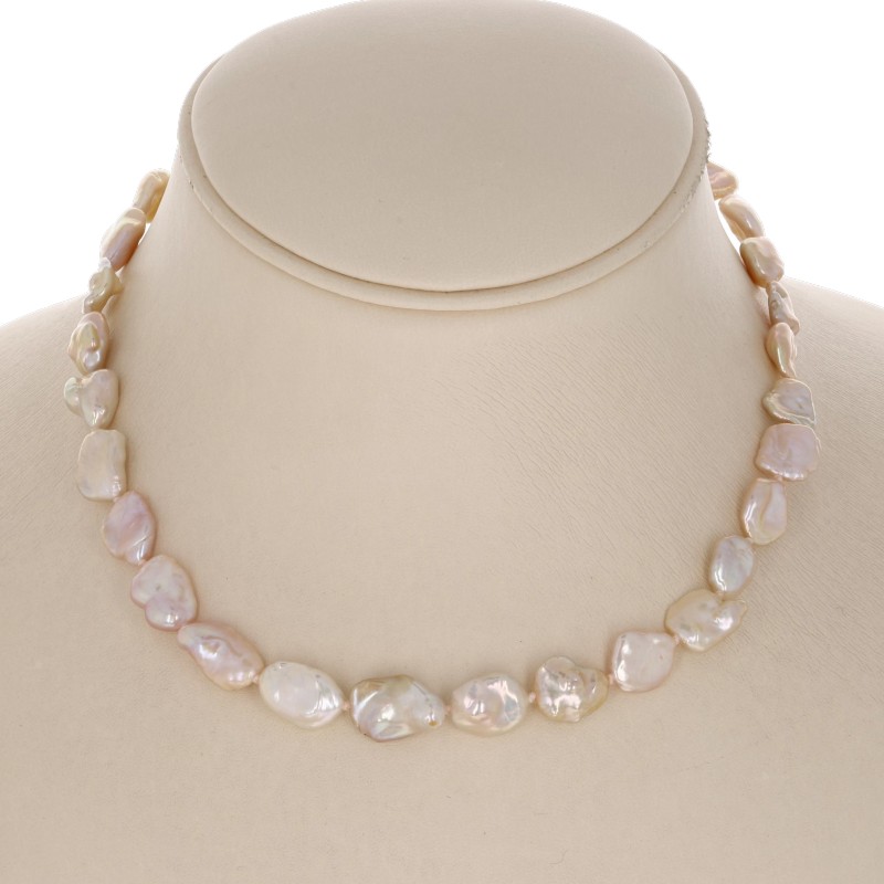 Necklace Pearl Keshi Rosa Gold Ø 9.5 / 11 mm