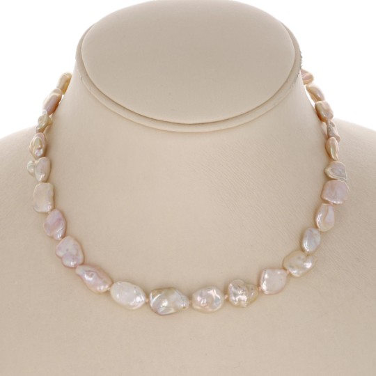 Necklace Pearl Keshi Rosa Gold Ø 9.5 / 11 mm
