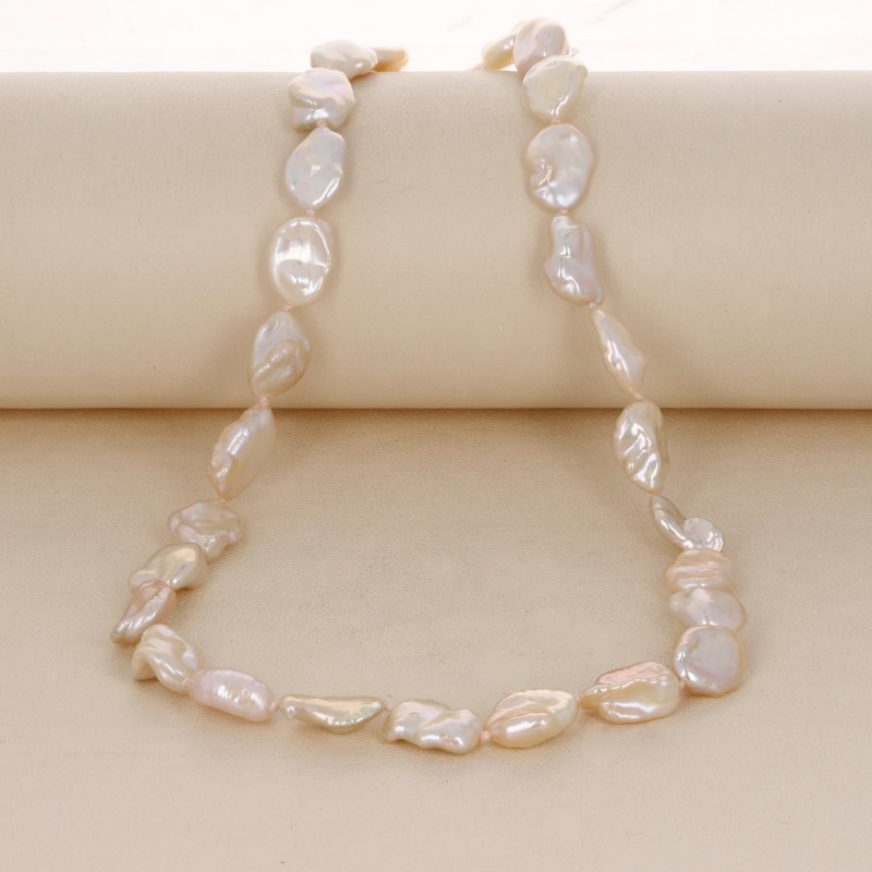 Necklace Pearl Keshi Rosa Gold Ø 9.5 / 11 mm