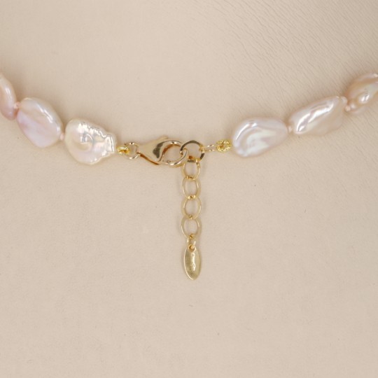 Necklace Pearl Keshi Rosa Gold Ø 9.5 / 11 mm