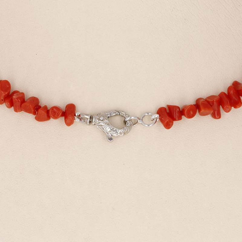 Necklace with Coral and Pearls Keshi