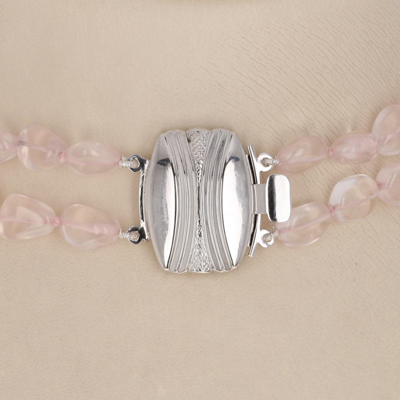 2 Strand Parallel Necklace and Pink Quartz Earrings