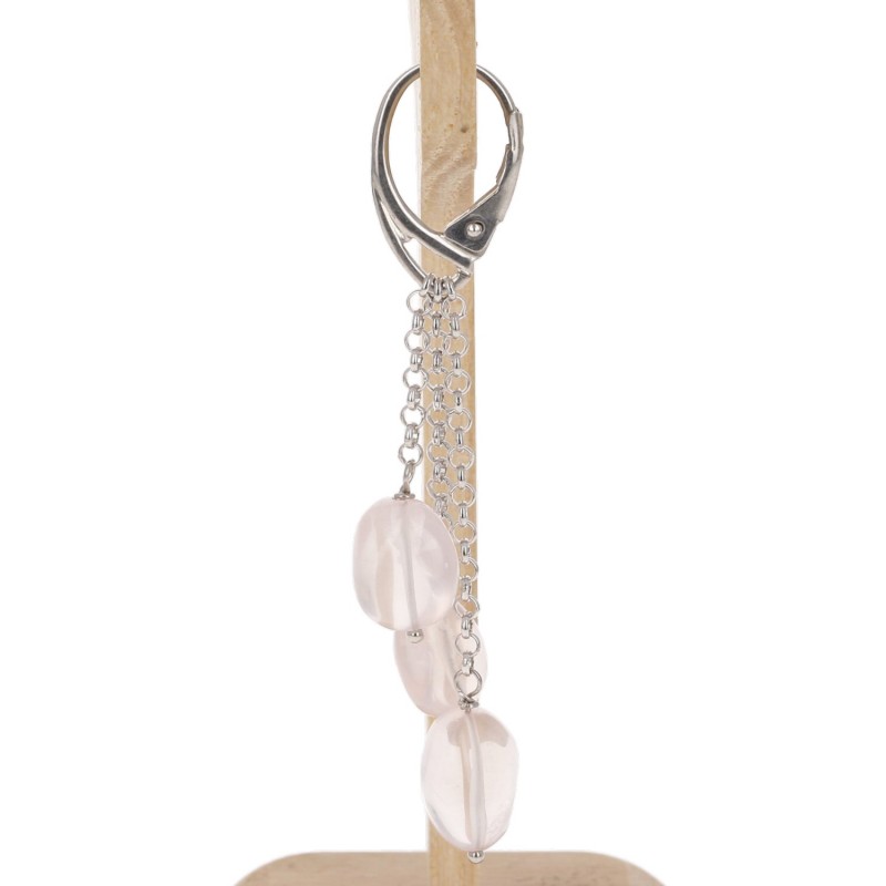 2 Strand Parallel Necklace and Pink Quartz Earrings