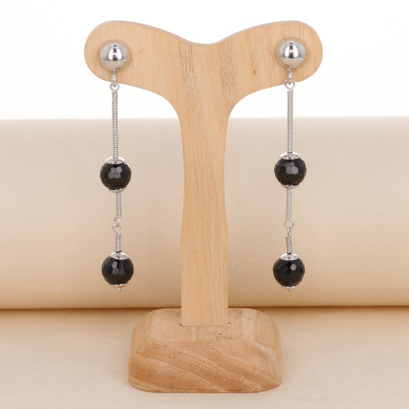 EVA Spiral Earrings with Black Spinel