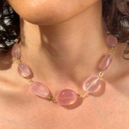 Rose Quartz necklace in Sasso Scalare