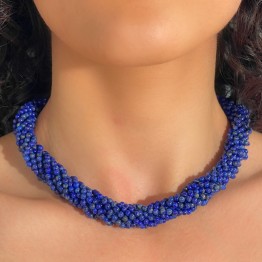 Torchon 10 Strands of Lapis Spherical smooth