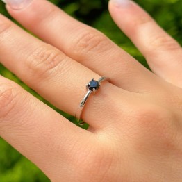 Adjustable Ring with Black Diamond