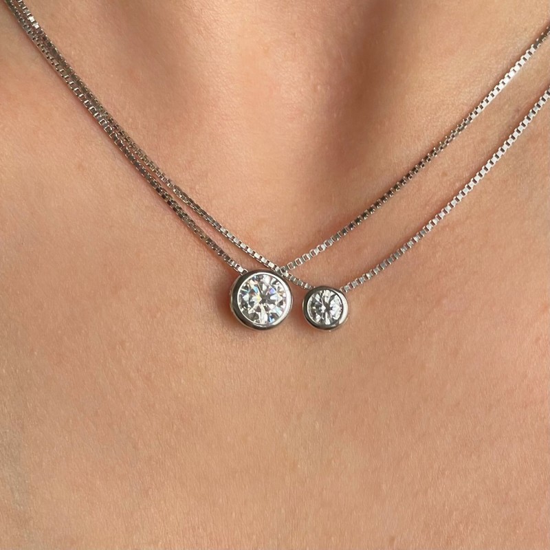 Pendente Moissanite Sintetica Rotonda