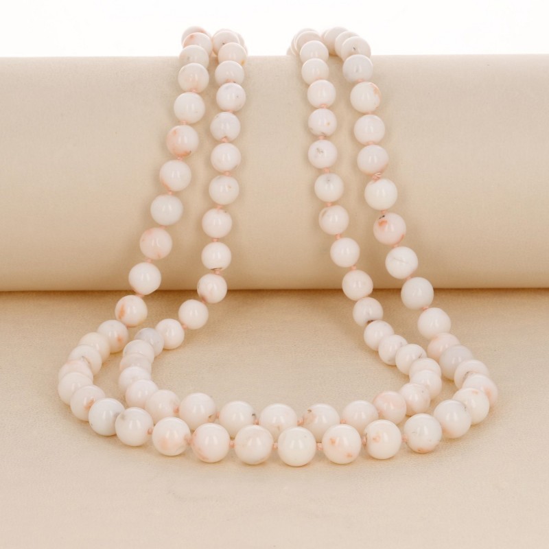 Necklace with 2 Parallel Wires of Rose Coral