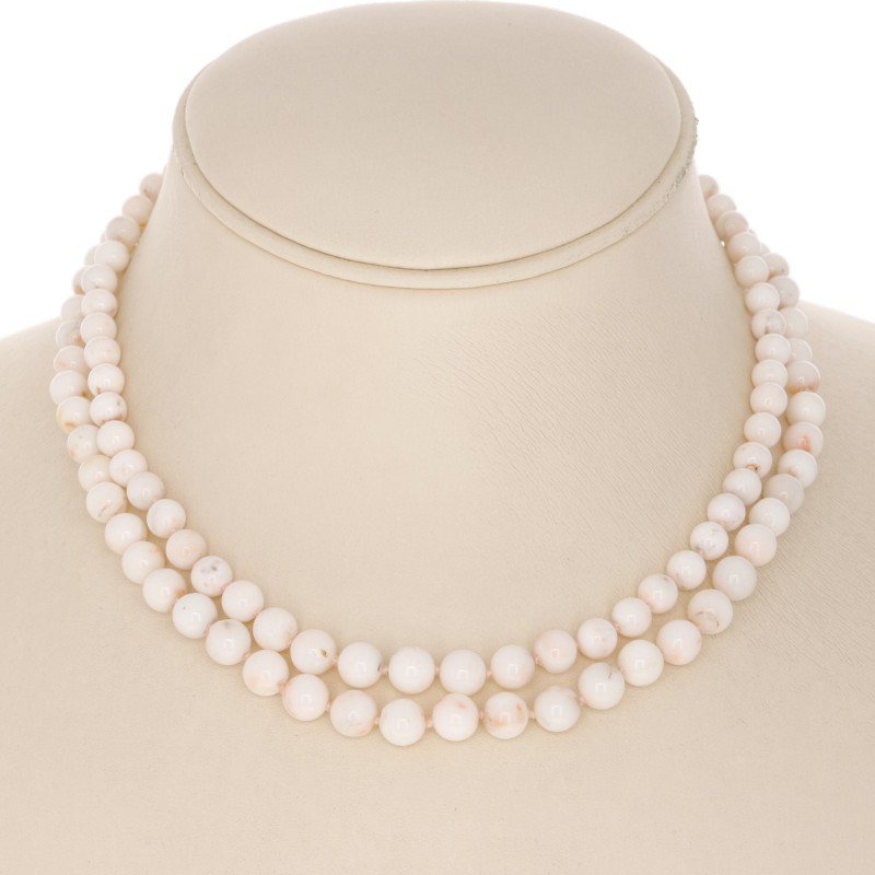 Necklace with 2 Parallel Wires of Rose Coral