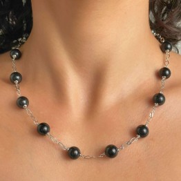Collier di Giada Nera Sferica Liscia
