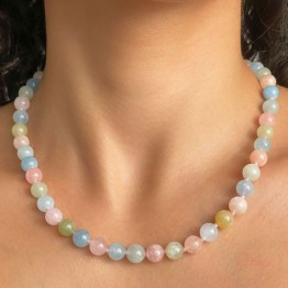 Necklace Round neck Multicolored Aquamarine Natural