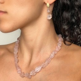Necklace and morganite earrings Ø 9/12 mm