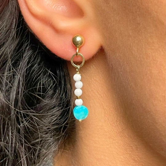 Fiammifero" earrings with Turquoise and White Agate