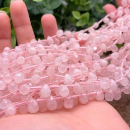 Filo di Quarzo a Goccia Briolette Forata in Testa ø 6 / 6,5 mm