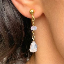 Orecchini Quarzo Lavanda a Sasso e Rondella