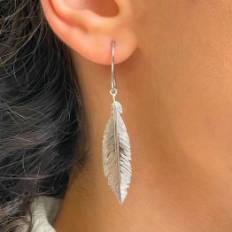 Orecchini Argento 925‰ Rodiato Modello Piuma