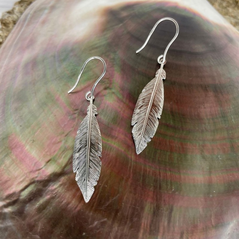 Orecchini Argento 925‰ Rodiato Modello Piuma