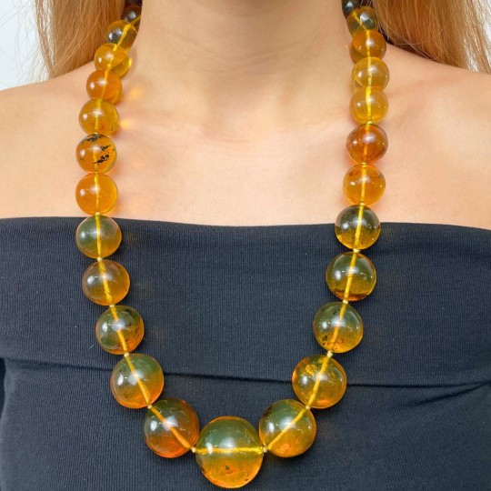 Collana Ambra Mesoamericana Sferica a Scalare 170,19 gr.