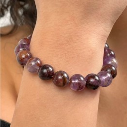 Bracciale di Ametista con Lodolite Sferica