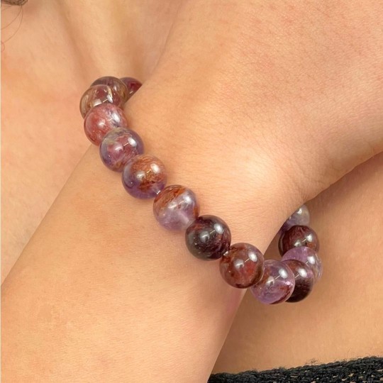 Amethyst Bracelet with Spherical Lodolite