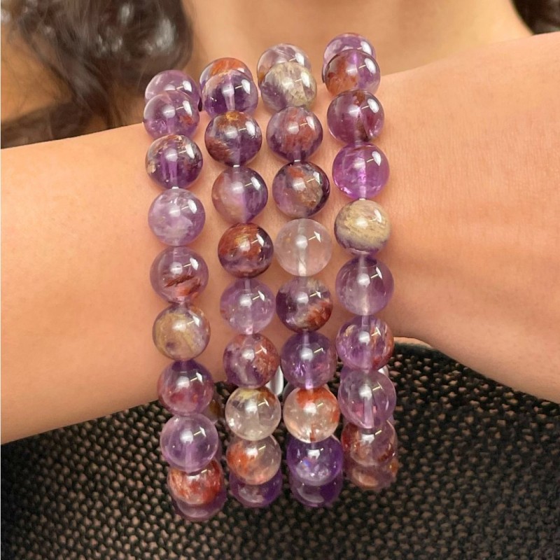 Amethyst Bracelet with Spherical Lodolite