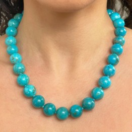 Necklace Turquoise Spherical with Closure Oval Drilled