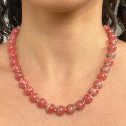 Necklace with Spherical Rodocrosite