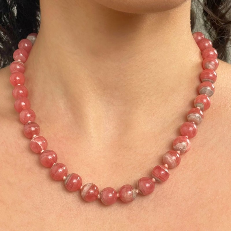 Necklace with Spherical Rodocrosite